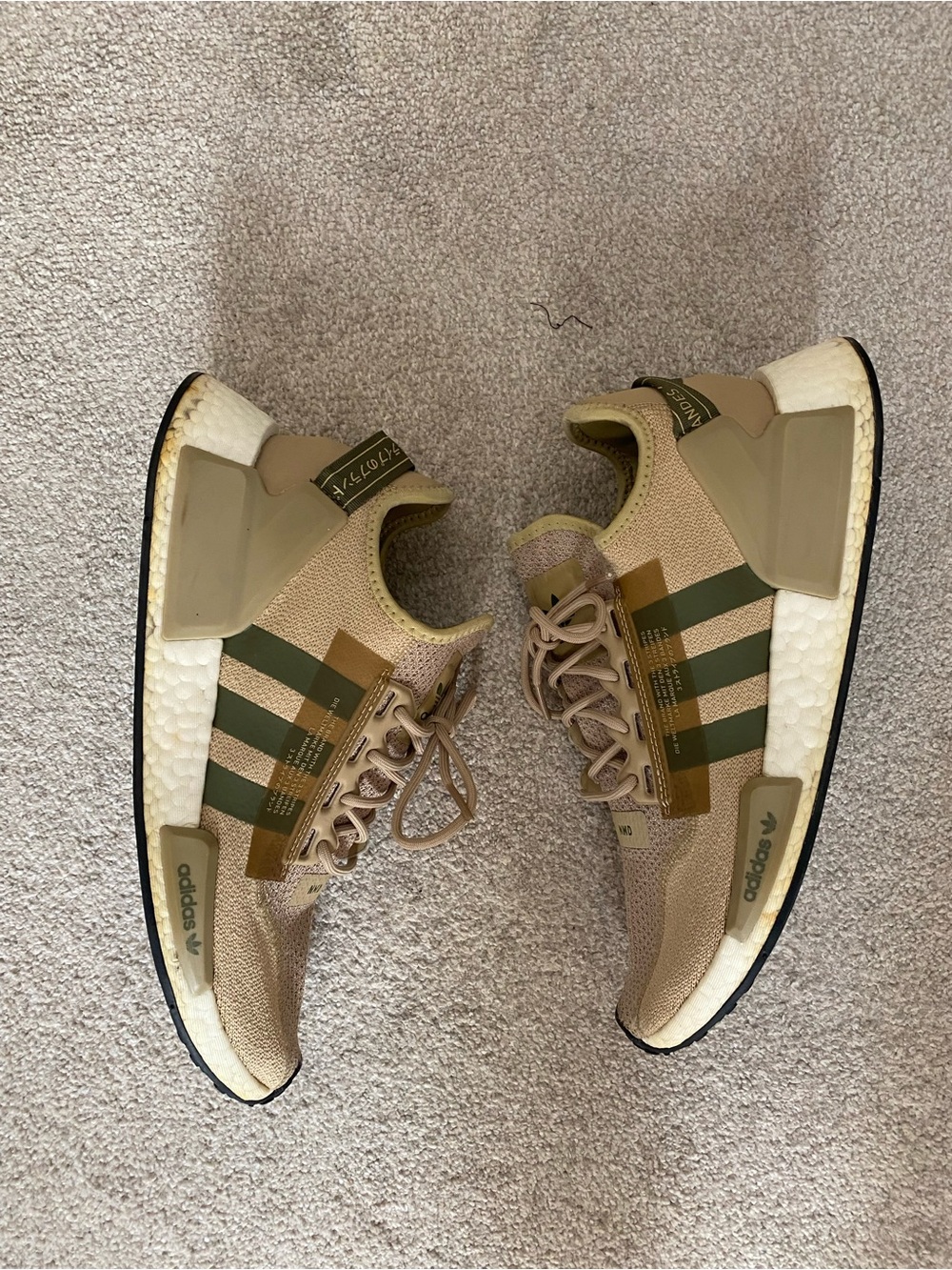 adidas Beige Sneaker with Olive Stripes